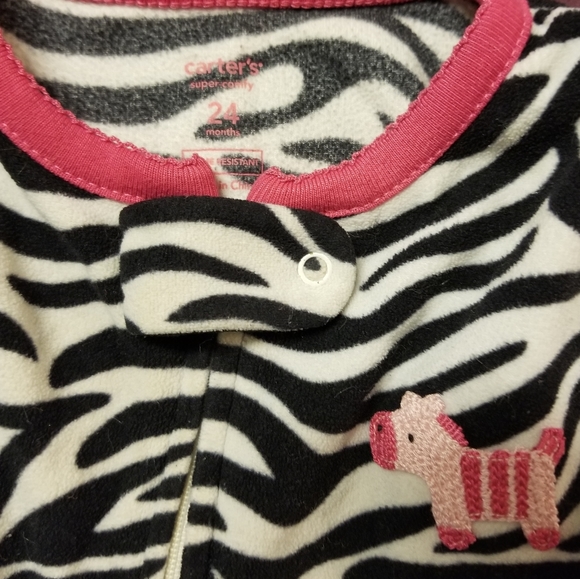 Carter's | Footed Pajamas | 24 Months | Fleece | Zebra | Girls | PJs - Picture 2 of 7
